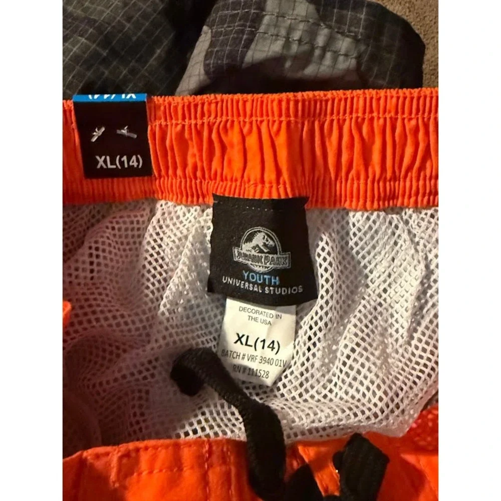 Jurassic Park Youth Swim Trunks XL 14 Camo Orange Board Shorts New